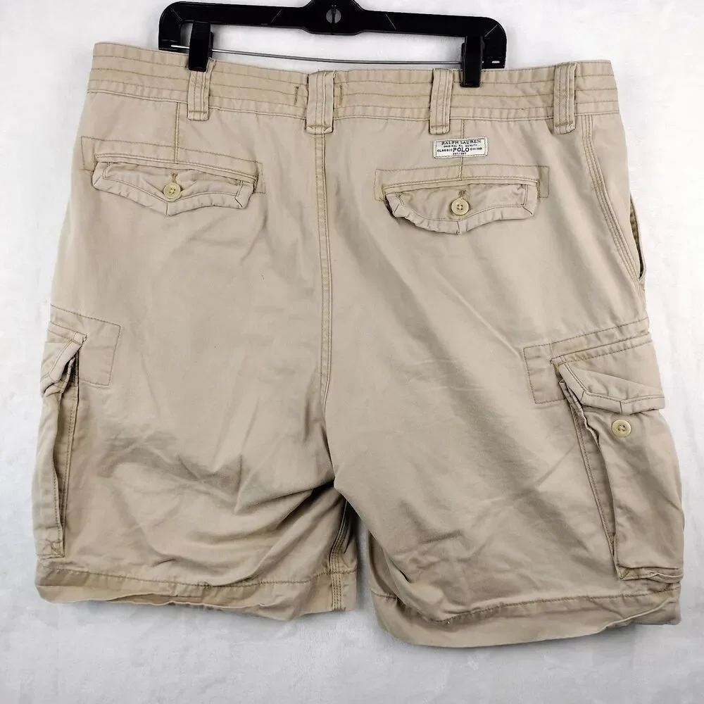 Polo Ralph Lauren Cargo Shorts Mens 40 Beige Gellar Military Paratrooper Pockets